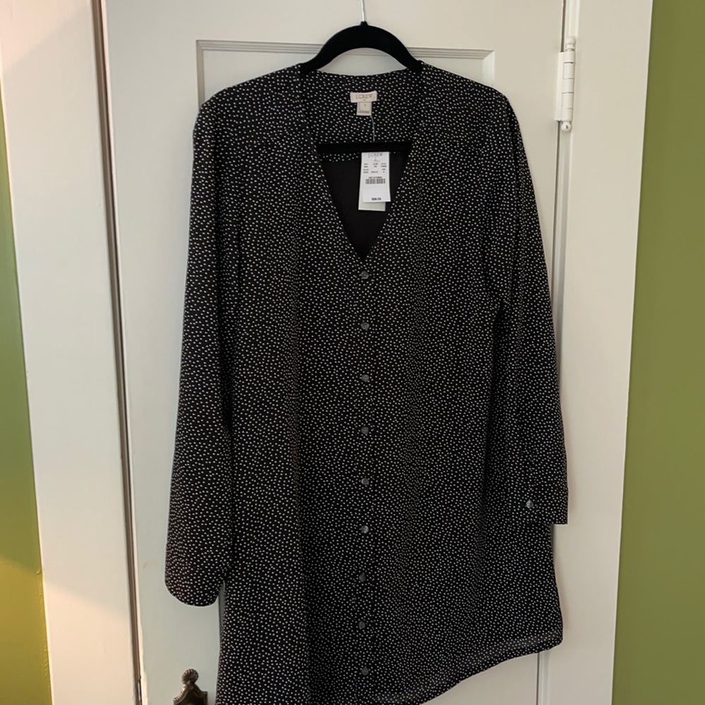 JCrew S black and white polka dot dress